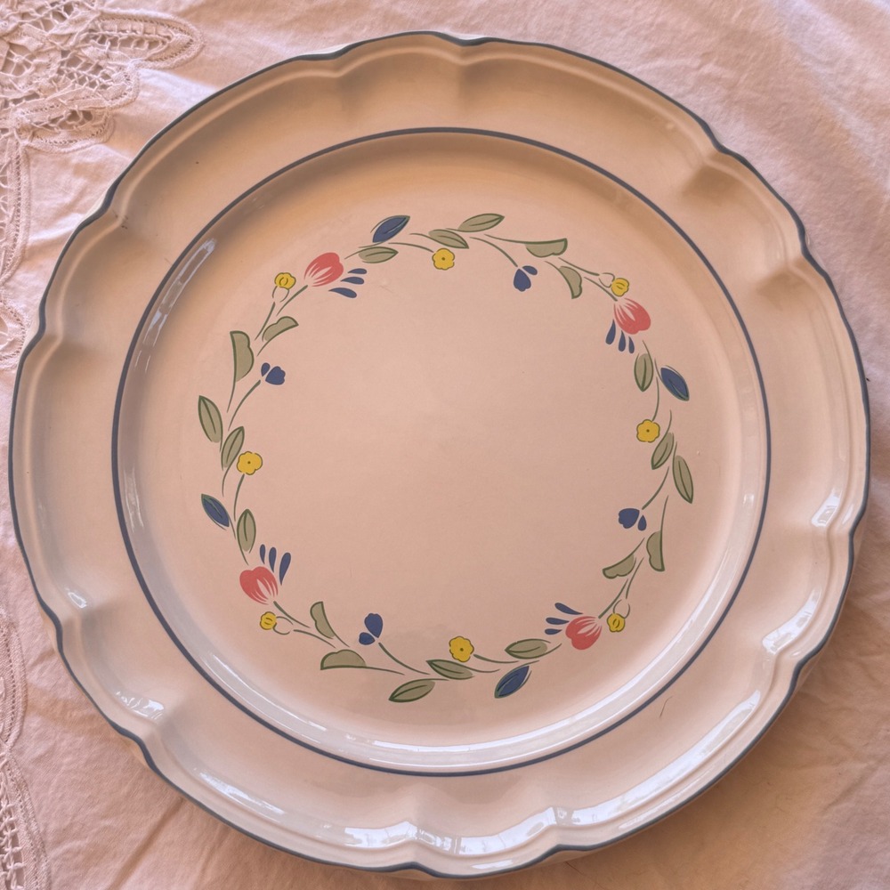 Vintage Floral Expressions Japan 12" Floral Stoneware Serving Platter